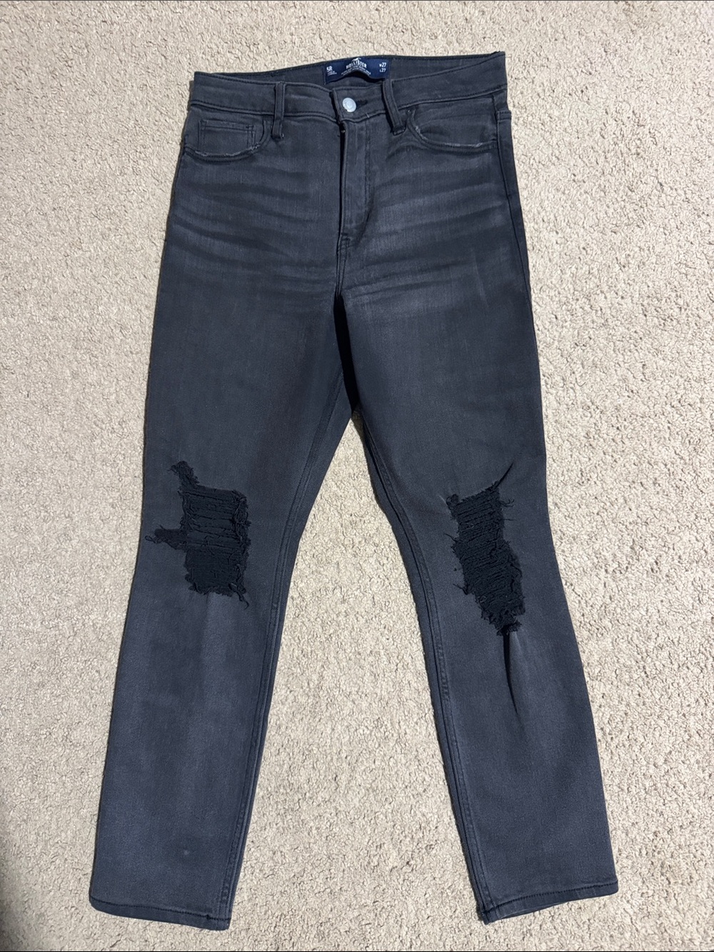 Hollister Black Skinny Jeans with Knee Distress